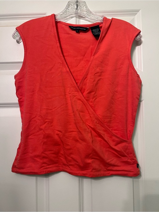 French Connection Tops - French Connection Coral Sleeveless Wrap-Front Camisole
